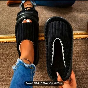 TRENDING WOMENS COZY PLUSH HALF TOE CAP SLIPPERS size Euro 44-45